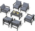 SERWALL HDPE Outdoor Furniture Set, 7 Piece All Weather Wood-Like Outdoor Sofa by SERWALL
