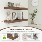 Acovy 32 Inch Floating Shelves, 3D Textured Wood Grain, Wooden Shelves - Image 5