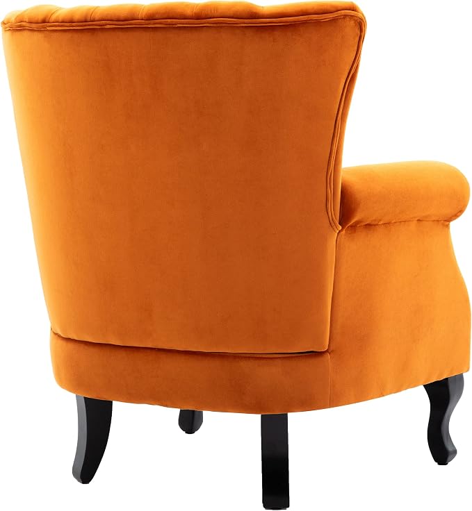 Mid Century Accent Chair Modern Tufted Wingback Armchairs Club Chair Velvet - Image 5