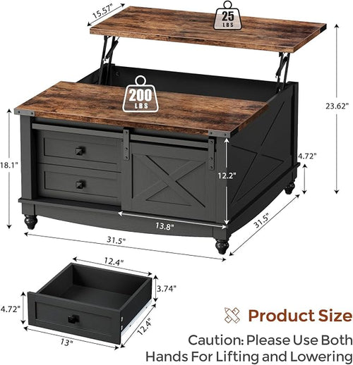 ALLSTAND 31.5" Lift Top Coffee Table - Image 2