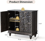 weselon Accent Cabinet Set of 2, Classic Carved Buffet Cabinet Storage Sideboard - Image 2