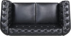 LEVNARY Leather Sofa, Chesterfield Tufted Upholstered 2 Seater Couch, Modern - Image 3