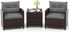 Tangkula 3 Pieces Patio Furniture Set, PE Rattan Wicker 3 Pcs Outdoor Sofa Set by TANGKULA