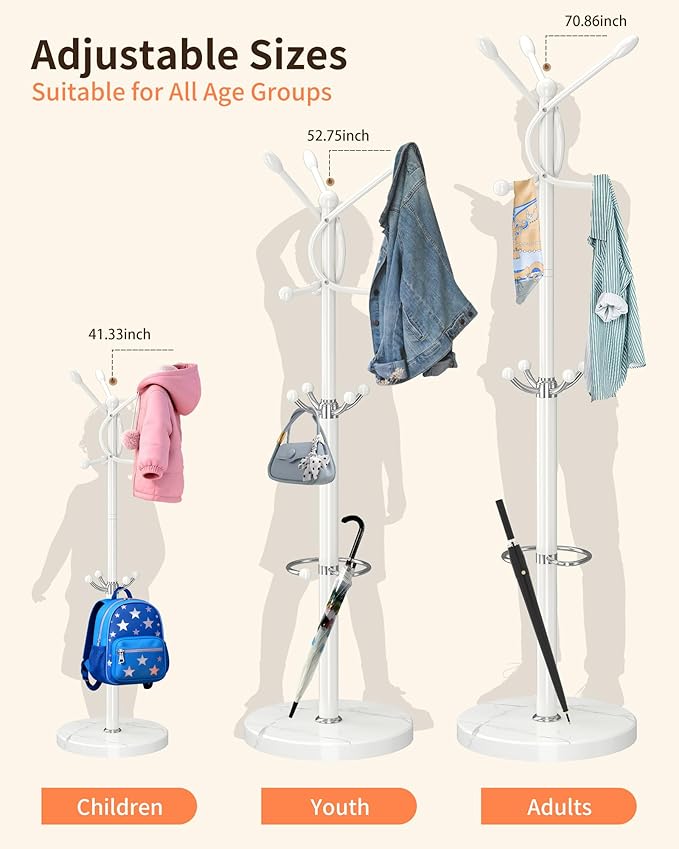 ZOZOE Metal Coat Rack Stand, Modern Coat Rack Freestanding - Image 3