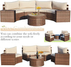 ECOTOUGE 7 Piece Patio Furniture Sets, Half-Moon Circle Conversation Set - Image 5