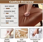 STHOUYN Brown Leather Accent Chairs, Mid Century Modern Chair, Side Arm Chairs - Image 5