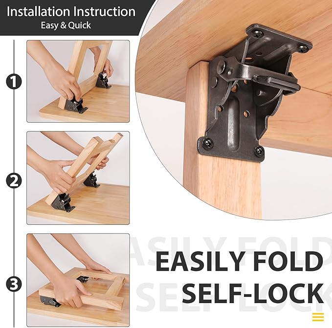 12 Pack Folding Brackets, Self-Lock Hinge - Image 3
