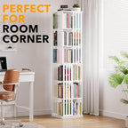 SpaceAid 6 Tier Rotating Bookshelf Tower, Bamboo Spinning Book Shelf, Revolving - Image 5