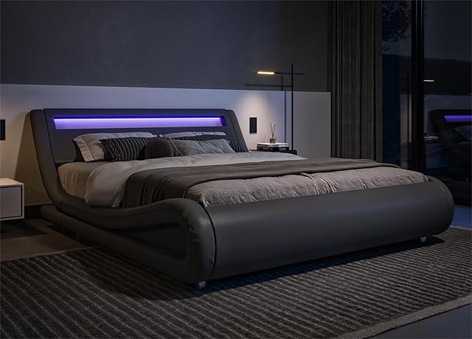 Allewie Queen Size LED Platform Bed Frame by Allewie