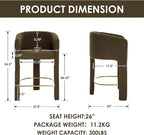 Modern Counter Height Bar Stools Set of 3, 26”H Barrel Counter Stools - Image 2