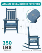 SERWALL HDPE Outdoor Rocking Chair Set of 8, Patio Rocking Chairs - Image 3