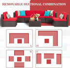 Vongrasig 7 Pieces Patio Furniture Sets, Outdoor Modular Sectional Sofa Patio - Image 4