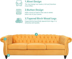 Chesterfield 3 Seater Sofa, Modern Velvet Tufted Couch 3 Seater - Image 8