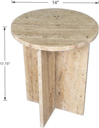 JONATHAN Y Javier Solid Travertine Marble End Table, 14-inch Round Modern - Image 2