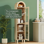 71" Tall Arched Cabinet with Acrylic Door, Modern Curio Arched Bookcase with - Image 5