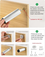 Furniture Support Legs Silver 4.7 Inch Couch Legs Screw in M8 Replacement End - Image 4