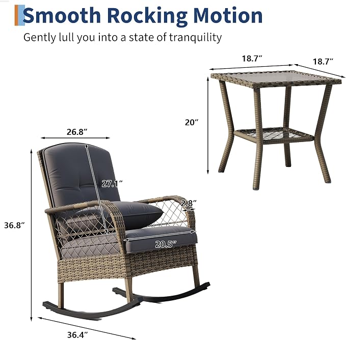 Outdoor Wicker Rocking Chair, Patio Rattan Rocker Chair - Image 2