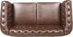 LEVNARY Leather Sofa, Chesterfield Tufted Upholstered 2 Seater Couch, Modern - Image 3