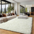 PAGISOFE White Fluffy Shag Washable Area Rugs - Image 2