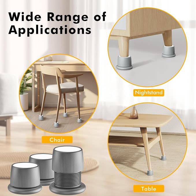 Adjustable Furniture Bed Risers, 1.6-2.6 inch Bed Risers Gray, Durable Plastic - Image 5