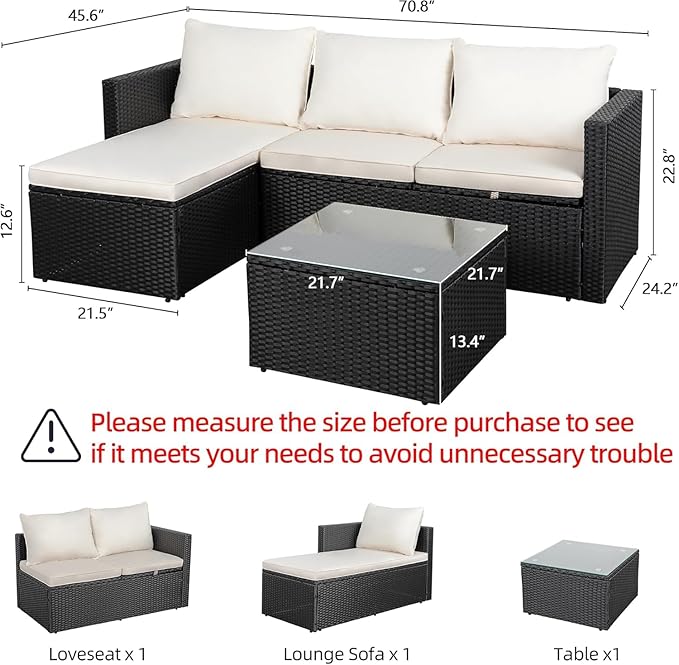 Shintenchi 4 Pieces Patio Furniture Sets, Outdoor Sofa Patio Sectional Sets All - Image 5