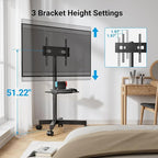 PERLESMITH Rolling TV Stand, Mobile TV Stand - Image 4