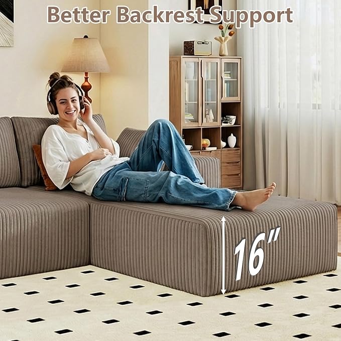 95" Cloud Sectional Couch U-Shaped Chaise - Image 5