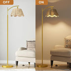 Oneach Arc Floor Lamp for Living Room, Rattan Boho Floor Lamp - Image 5