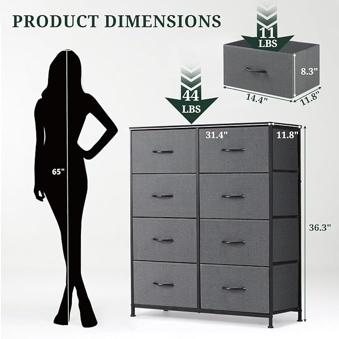 8-Drawer Dresser for Bedroom, Anti-Tip Tall Storage Organizer Chest of Drawers - Image 3
