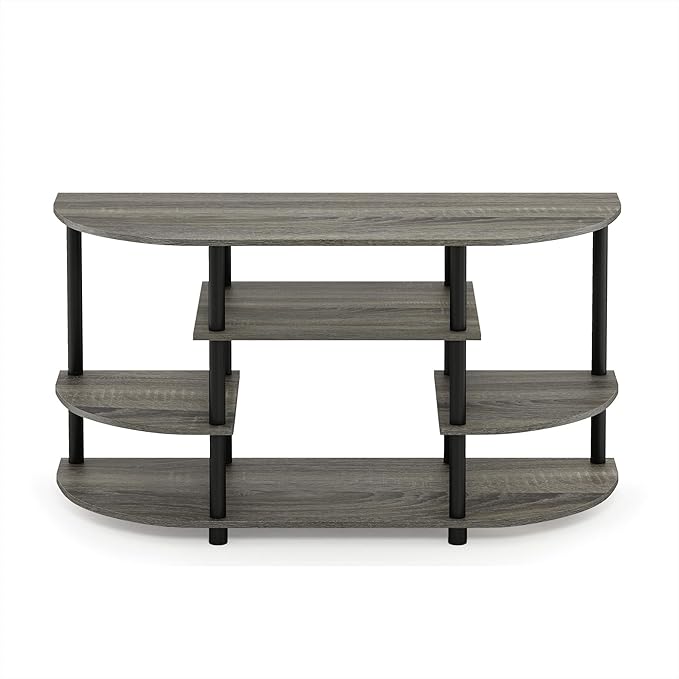 Furinno JAYA Simple Design Corner TV Stand, French Oak Grey/Black, 42.04 x - Image 5