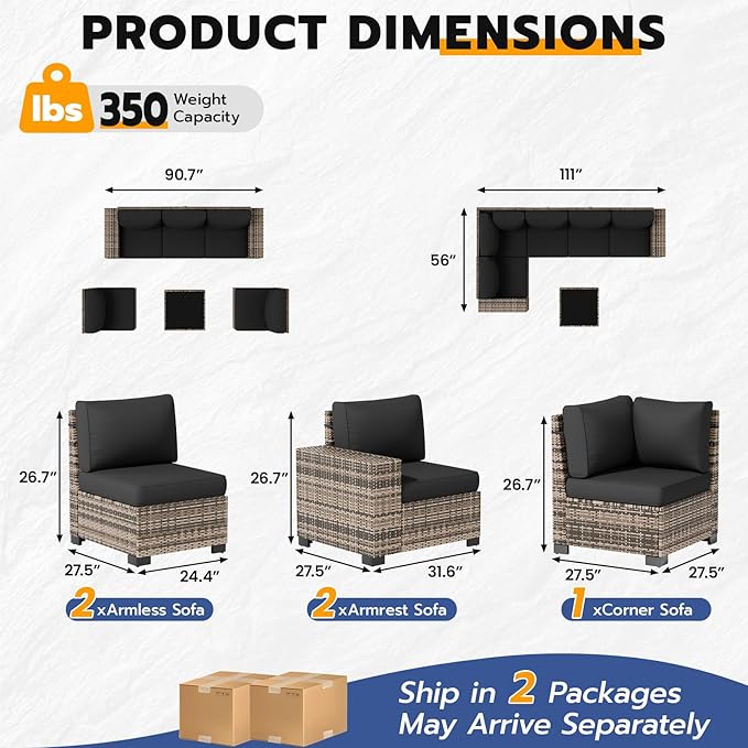 Patio Furniture Set, Wide Armrest Outdoor Furniture Set - Image 3