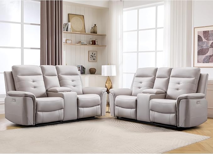 ANJ Oversized Power Reclining Loveseat Sofa Set of 2 by ANJ