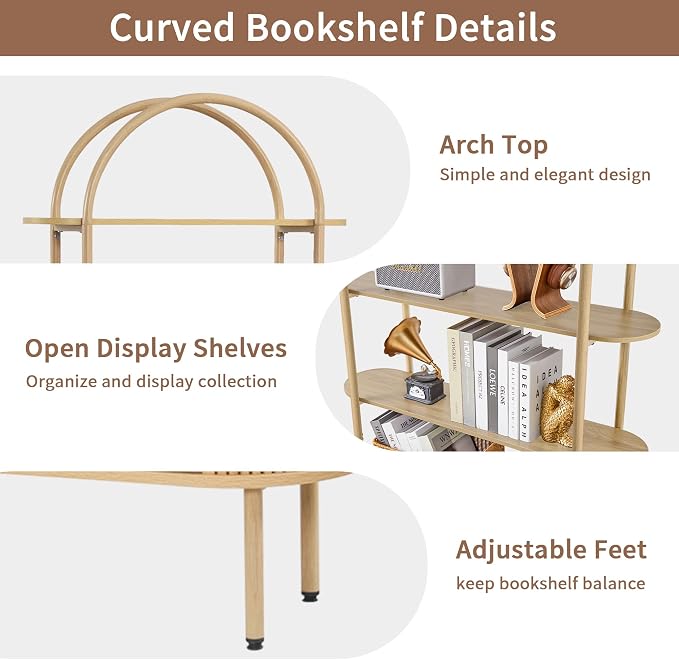 71" Tall Fluted Arched Bookshelf - Image 6