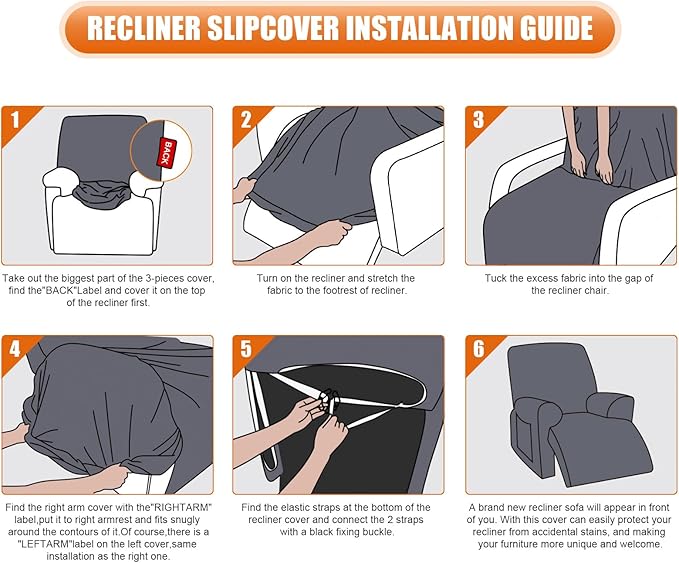 VANSOFY Recliner Chair Covers, 3-Pieces Stretch Recliner Covers - Image 6