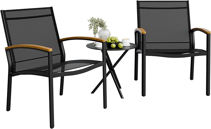 Shintenchi 3 Pieces Patio Bistro Sets, Outdoor Textilene Fabric Conversation by Shintenchi%7CFurnitureMadeforRealLife