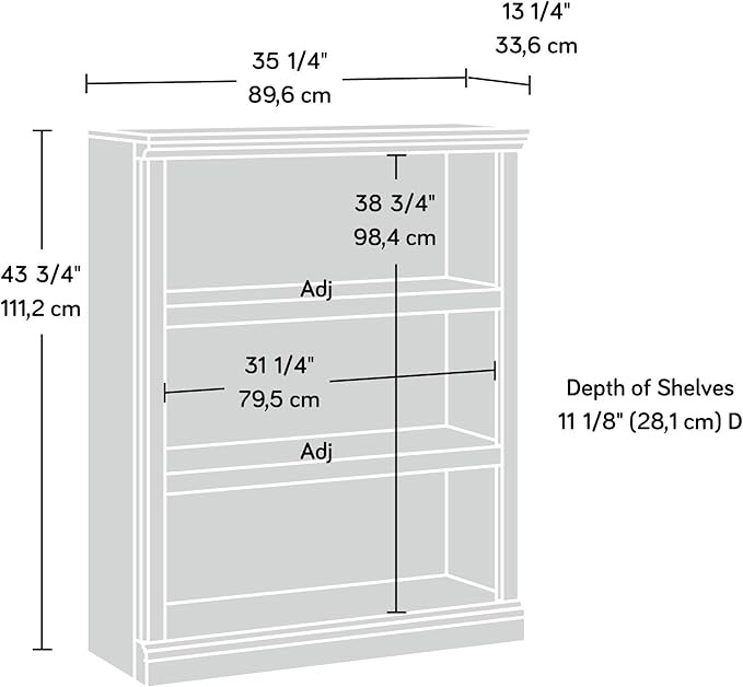 Sauder Miscellaneous Storage 3-Shelf Bookcase/ Book shelf, Washington Cherry - Image 3