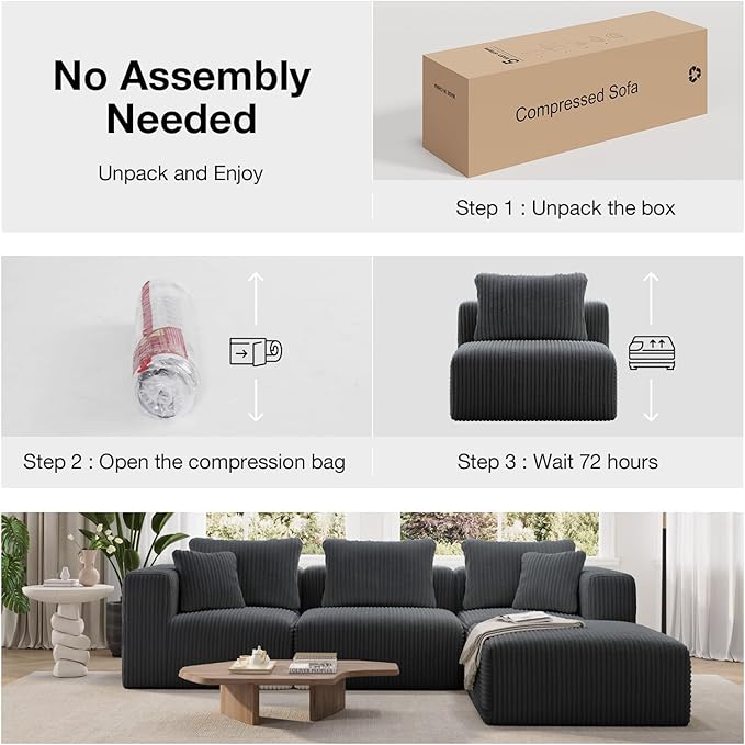 Novilla 106" Modular Sectional Sofa, Modern Cloud Sectional Couch - Image 4