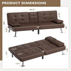 Homall Futon Sofa Bed, Leather Futon Couch - Image 3