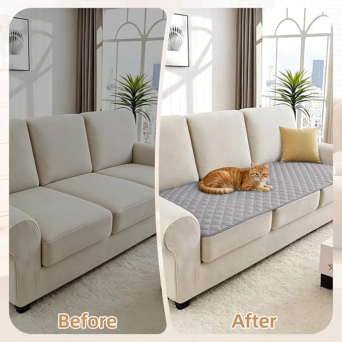 Dog Couch Cover for Sofa 100% Waterproof Faux Linen Sofa Covers for 3 Cushion - Image 7