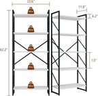 Shintenchi 5 Tiers Bookshelf, Classically Tall Bookcase Shelf, Industrial Book - Image 2