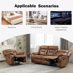 EBELLO Manual Recliner Sofa Set, Faux Leather Reclining Living Room Furniture - Image 6