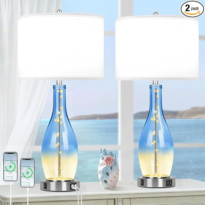 BesLowe 26in Tall Glass Table Lamps Set of 2 by BringYouBrightFuture