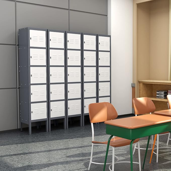 Metal Locker with 5 Doors, 5 Tier Locker Steel Employees Lockers, Tall Steel - Image 2