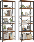Furologee 6 Tier Book Shelf Set of 2, Tall Wide Bookshelf, Industrial Open by Furologee