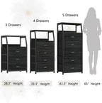 Furnulem Black Dresser with 5 Drawers, Vertical Storage Tower Fabric Dresser - Image 7