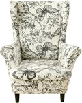KRFOONN Velvet Wing Chair Slipcovers 2 Piece Stretch Printed Wingback Chair by KRFOONN