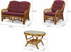 Malibu Lounge Set of 4: 2 Natural Rattan Wicker Chairs, Three-Seater Sofa - Image 3