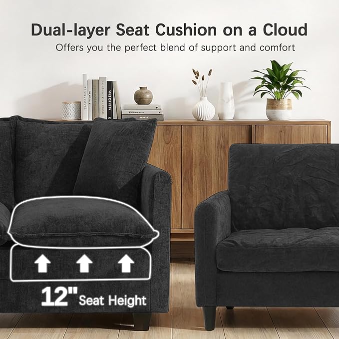 Loveseat Sofa, Comfy Chenille Small Couch - Image 4