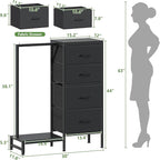HIGDBFE Dresser with Hanging Rack, 4 Drawers Small Closet - Image 3