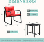 Greesum 3 Pieces Rocking Wicker Bistro Set, Patio Outdoor Furniture - Image 4